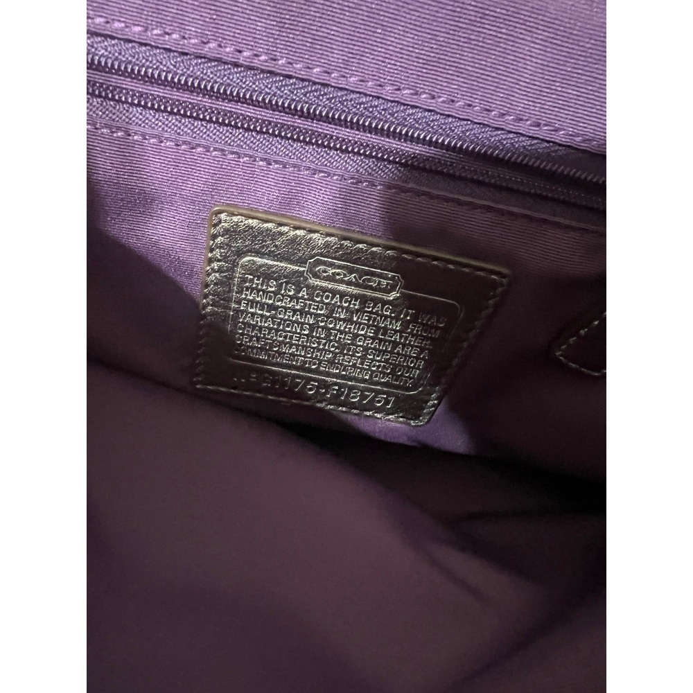 Coach Metallic Bronze Leather Buckle Shoulder Bag Satchel Handbag‎ Purse - Picture 10 of 10